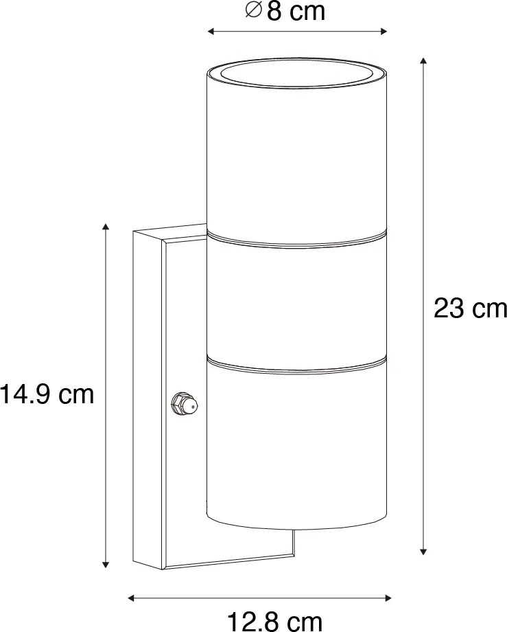 Lampada da parete per esterno nera a 2 luci AR70 con sensore chiaro-scuro - Duo