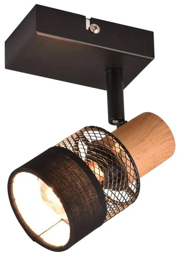 Lampada da parete in nero e naturale ø 7 cm Nandini - Trio