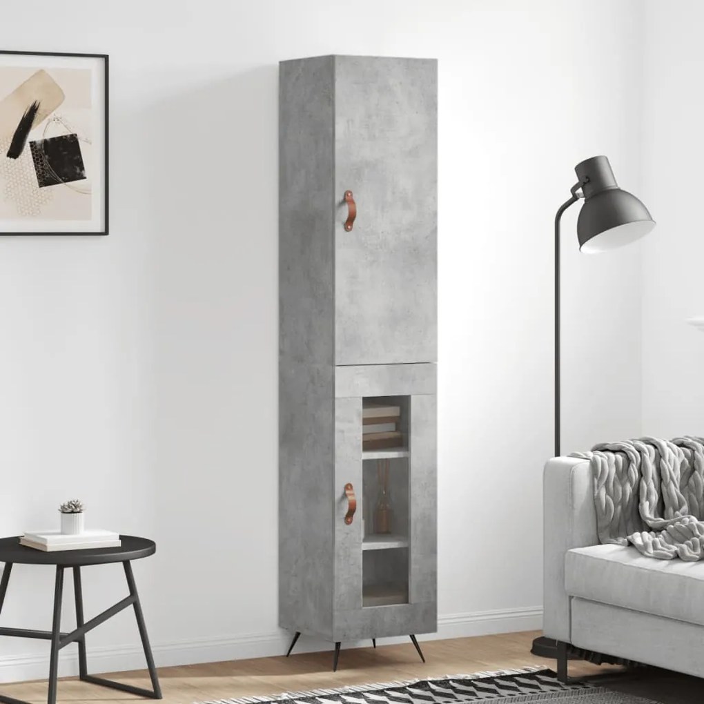 Credenza Grigio Cemento 34,5x34x180 Cm İn Legno Multistrato /