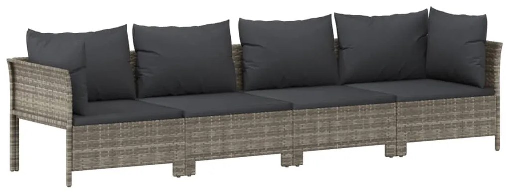 Set Divani da Giardino 7 pz con Cuscini in Polyrattan Grigio