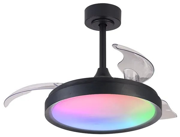 Ventilatore da soffitto Siberia nero, Ø 43 cm, CCT, dimmerabile, MANTRA IP20