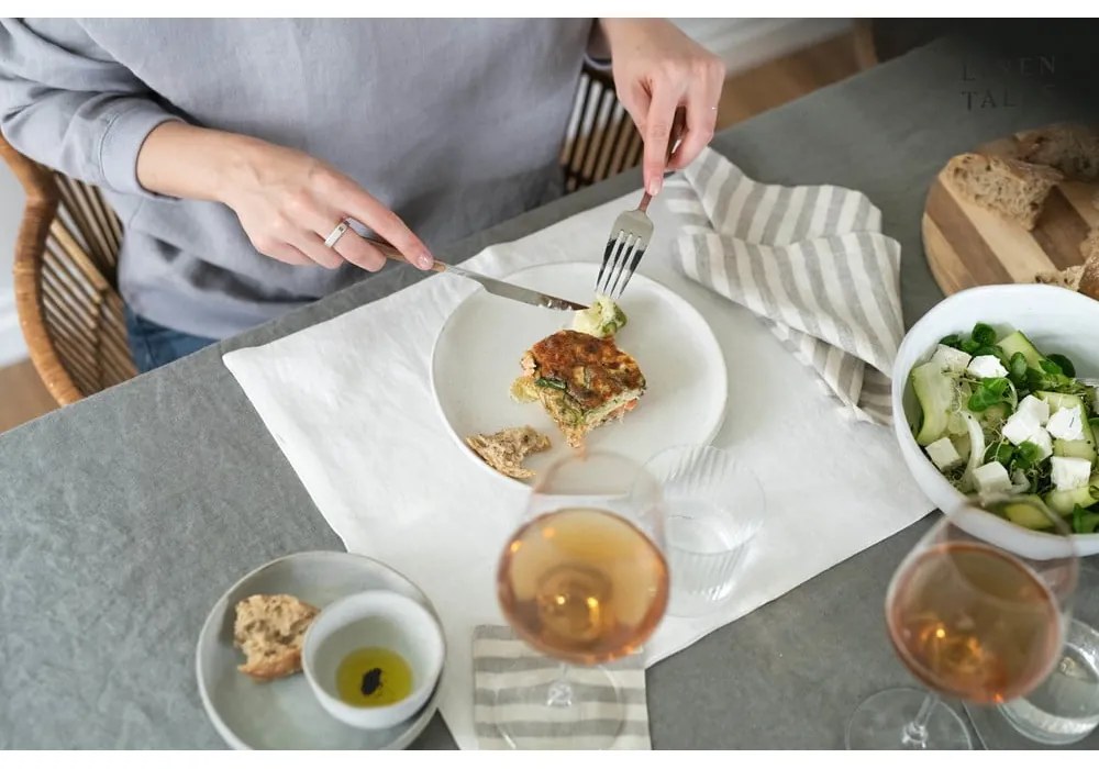 Asciugamano di lino 45x65 cm Natural White Stripes - Linen Tales