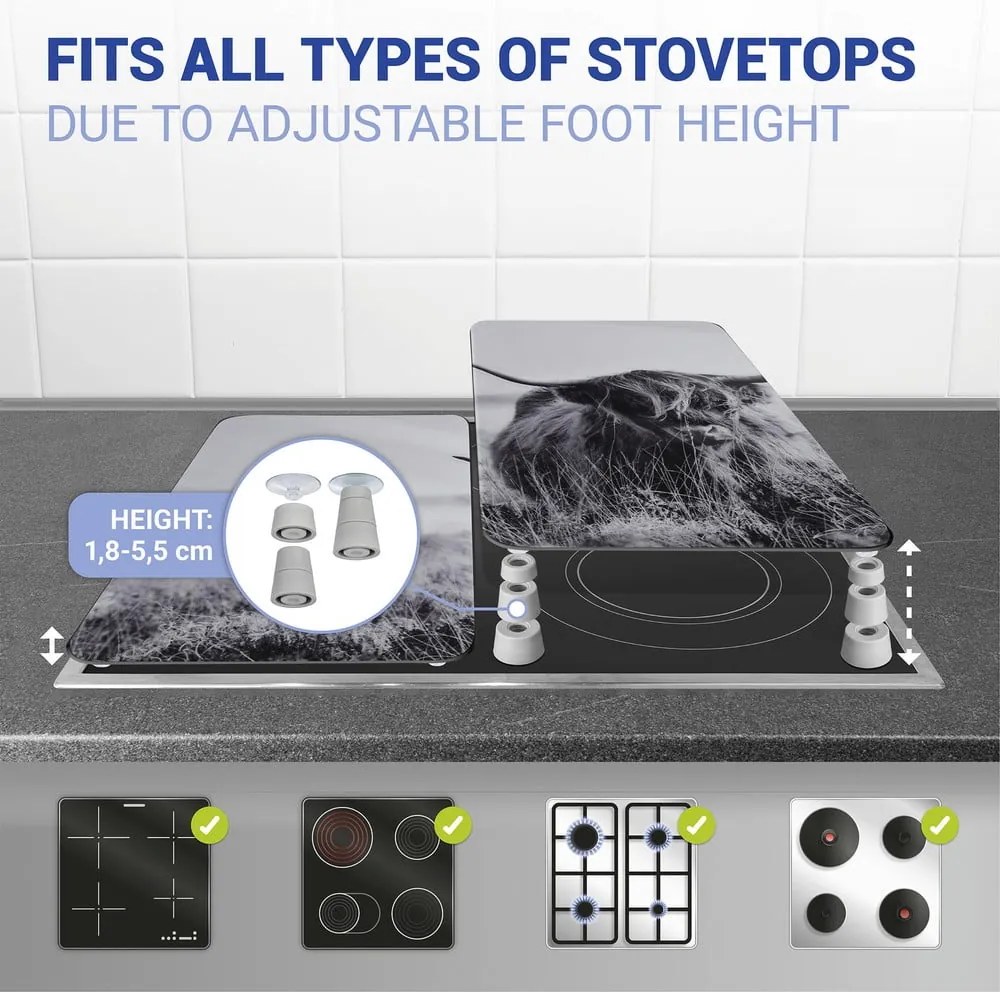 Set di copri fornelli in vetro temperato 2 pz 30x52 cm Universal Highland Cattle – Wenko