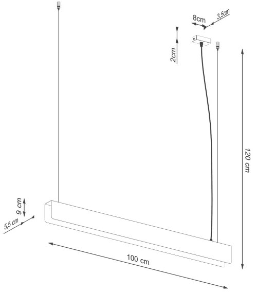 Sollux SL.1395 - Lampadario LED a sospensione con filo SPARK 1xG13/8,5W/230V nero