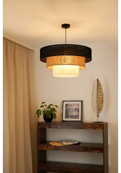 Brilagi - Lampadario a cavo ASPEN LUNETA 1xE27/15W/230V Ø60 nero/beige/crema