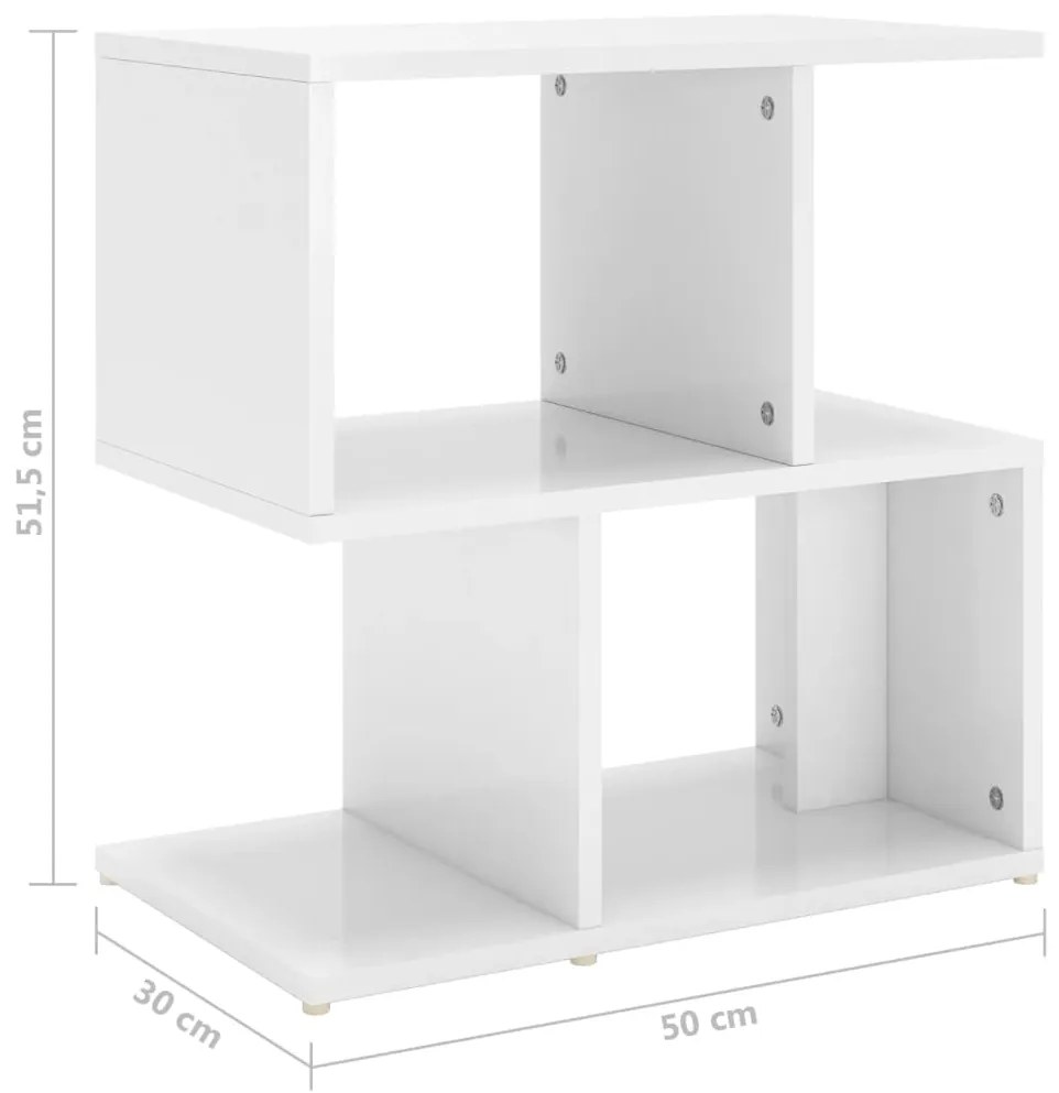 Comodino Bianco Lucido 50x30x51,5 cm in Legno Multistrato