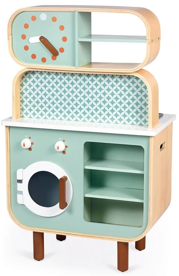 Cucina in legno per bambini double-face con lavatrice - Reverso