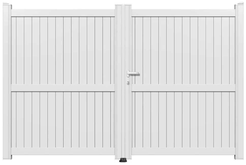 Cancello manuale a braccio articolato e a martinetto GARDENGATE Matisse battente  in alluminio, apertura a destra, L 300 x H 179.6 cm, di colore bianco