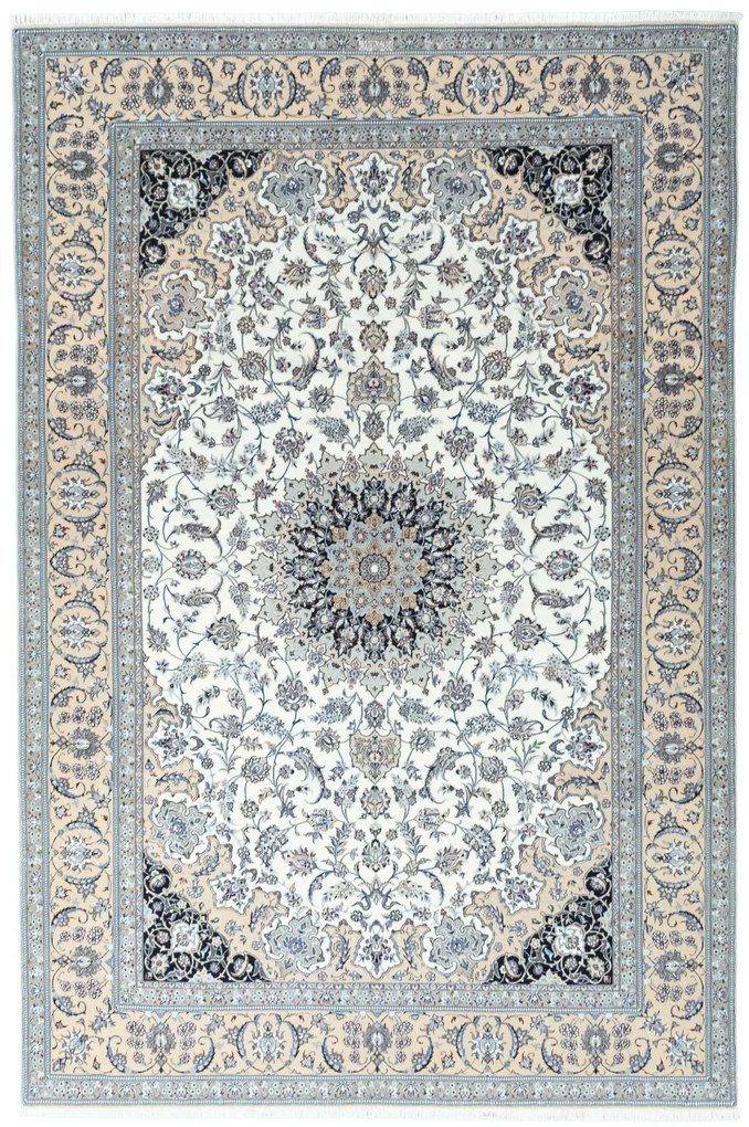 Nain Tappeto 330x220 Beige (Iran) Annodato A Mano