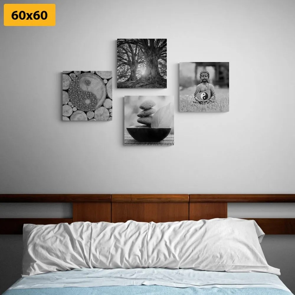 Set di quadri – In stile Feng Shui in bianco e nero