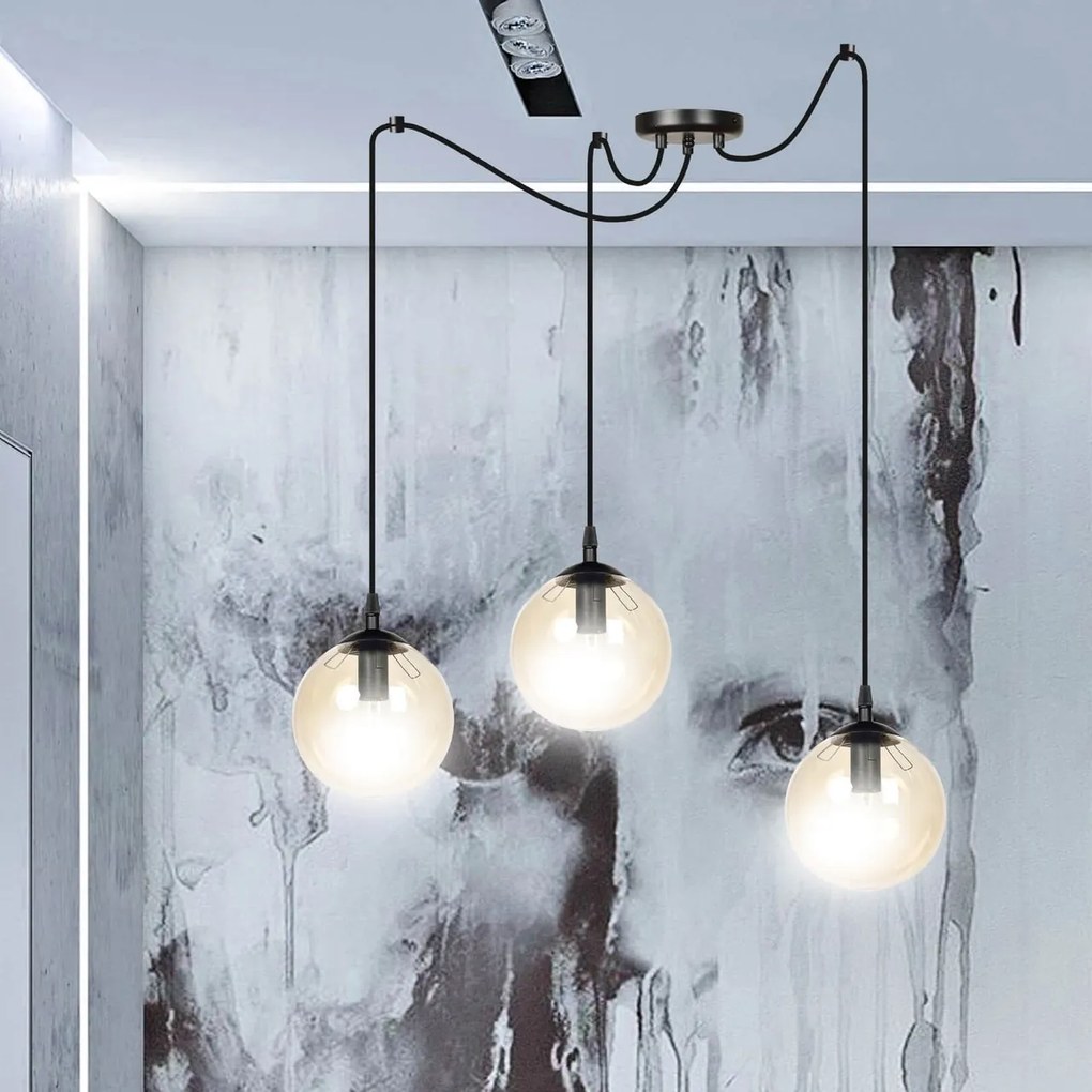 Lampadario a sospensione GIGI 3 BLACK MIODOWY