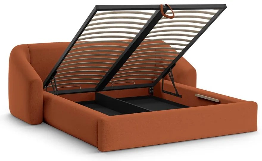 Letto matrimoniale imbottito color mattone con contenitore con rete inclusa 180x200 cm Campi – Cosmopolitan Design