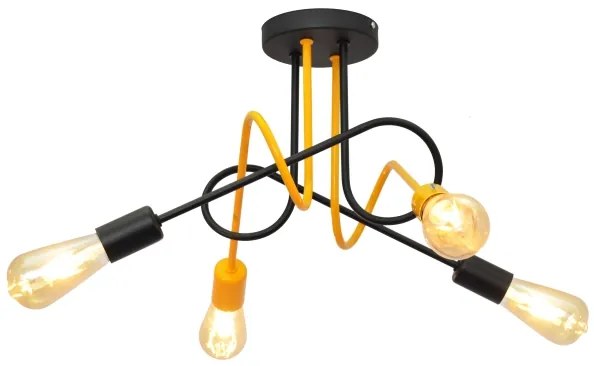 Lampadario a plafone OXFORD 4xE27/15W/230V nero/giallo