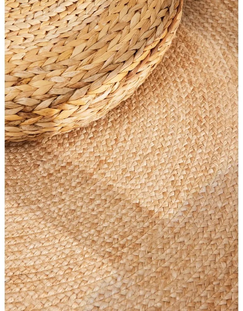 Tappeto rotondo di colore naturale in iuta reversibile e tessuto a mano ø 160 cm Jutta Gold – Hanse Home