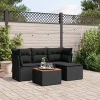 Set Divani da Giardino 5 pz con Cuscini in Polyrattan Nero 3255936