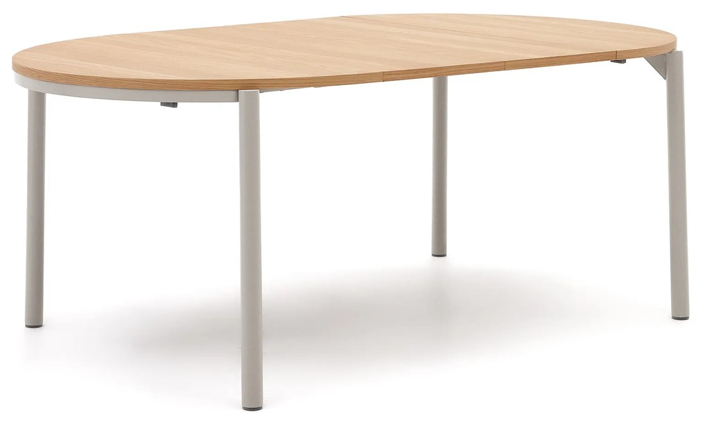 Kave Home - Tavolo rotondo allungabile Montuiri impiallacciatura di rovere e gambe d'acciaio finitura