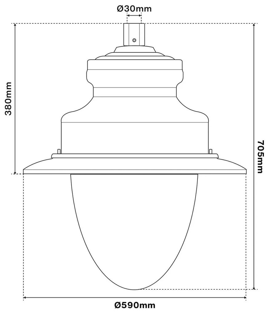 Lampione Stradale 40W LED Lumileds 120lm/w No Flickering Nero Copertura Inclusa Colore Bianco Naturale 4.000K