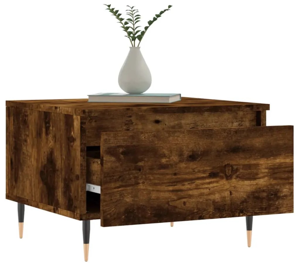 Tavolini salotto 2pz rovere fumo 50x46x35 cm legno multistrato