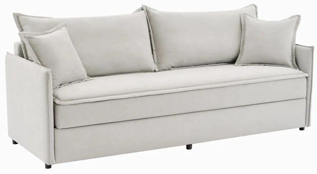 Divano letto 3 posti con seduta memory foam in Tessuto Beige - SERABA