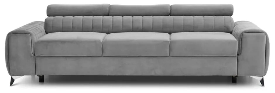 Divano grigio chiaro allungabile e rivestimento in velluto 261 cm Laurence – ELTAP