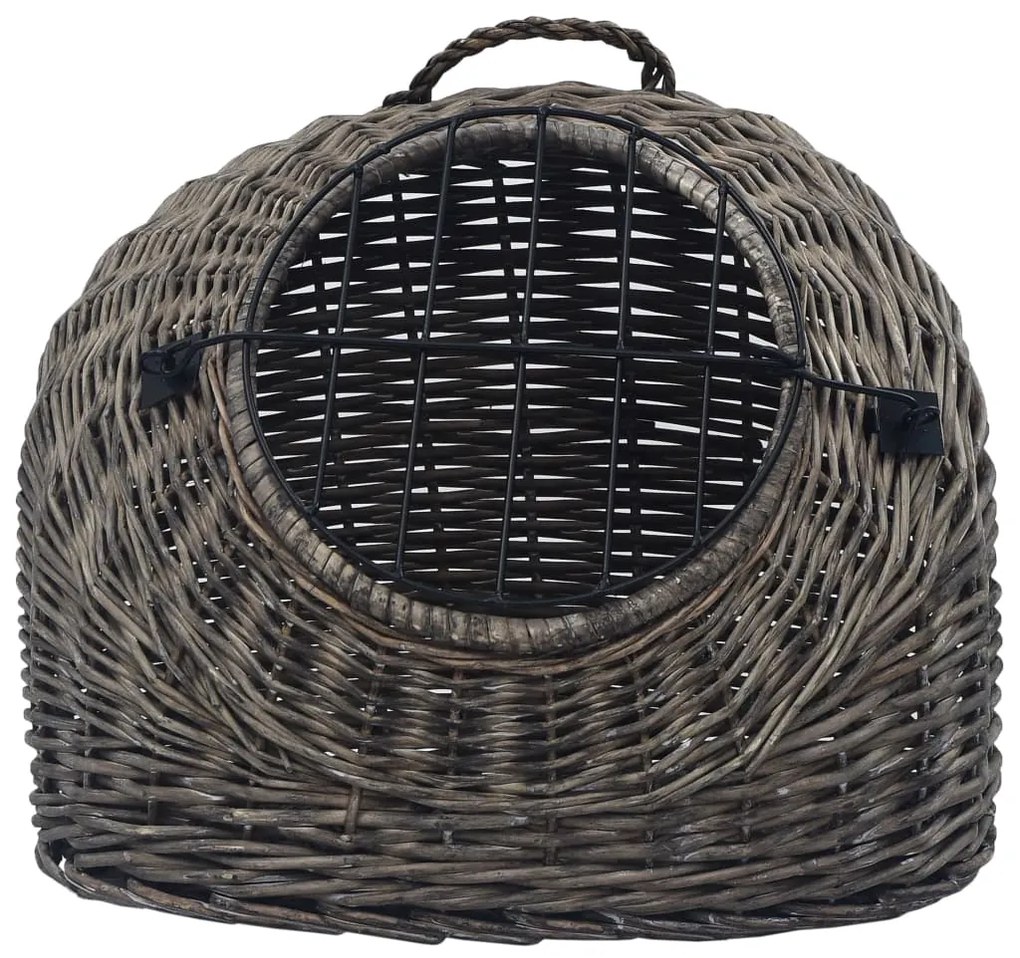 Trasportino per gatti grigio 50x42x40 cm in salice naturale