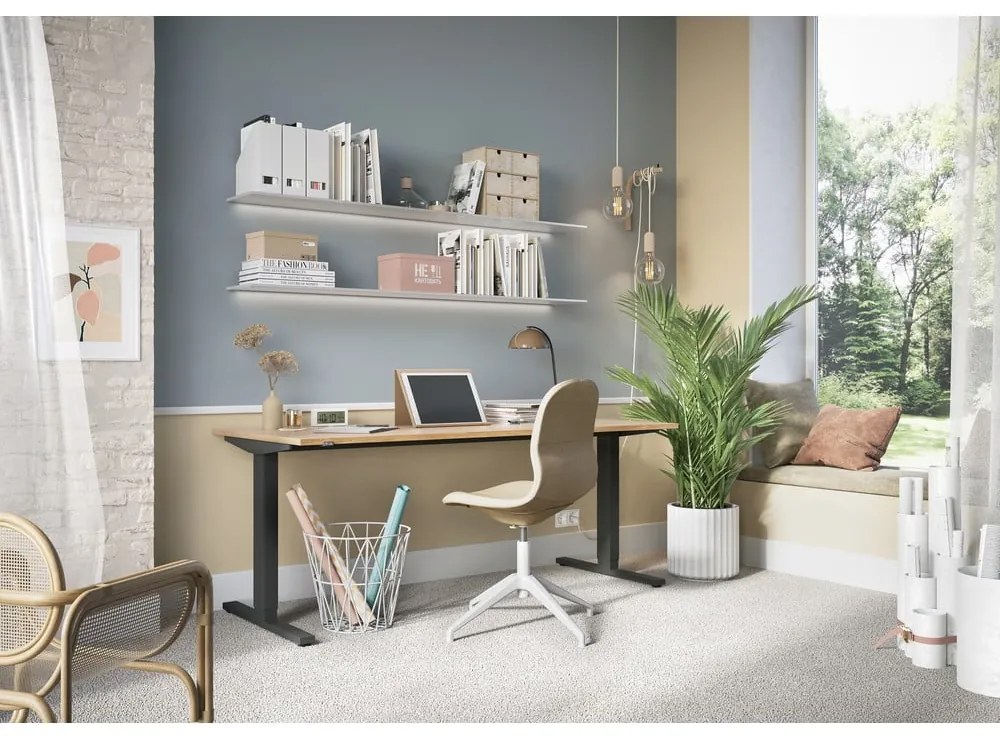 Tavolo da lavoro ad altezza regolabile elettricamente con piano in rovere 80x180 cm Lissabon - Germania