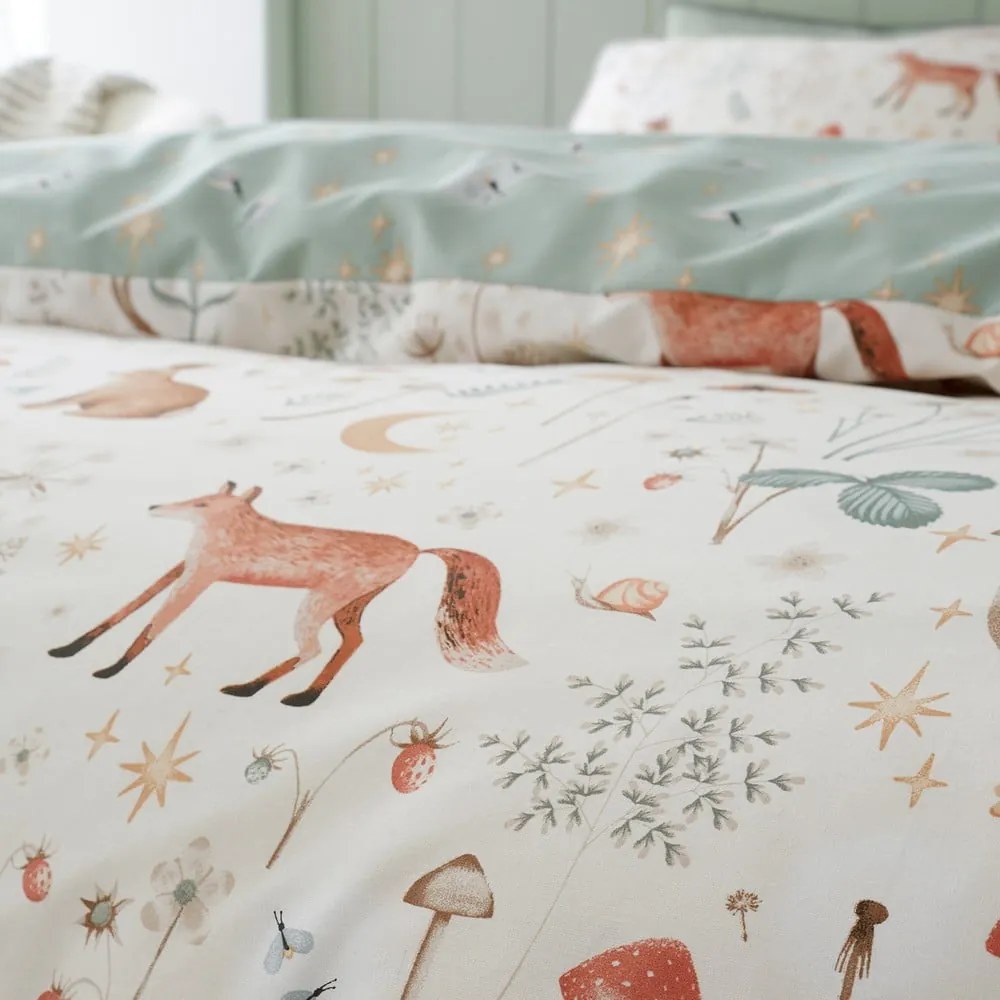 Biancheria da letto beige-verde per letto matrimoniale 200x200 cm Enchanted Twilight Animals - Catherine Lansfield