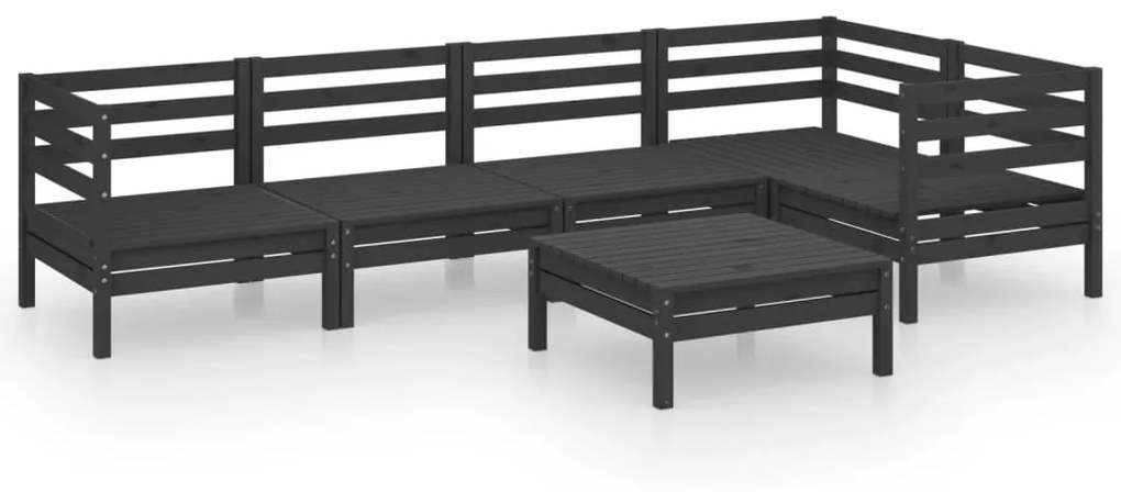 Set salotto da giardino 6 pz in legno massello di pino nero