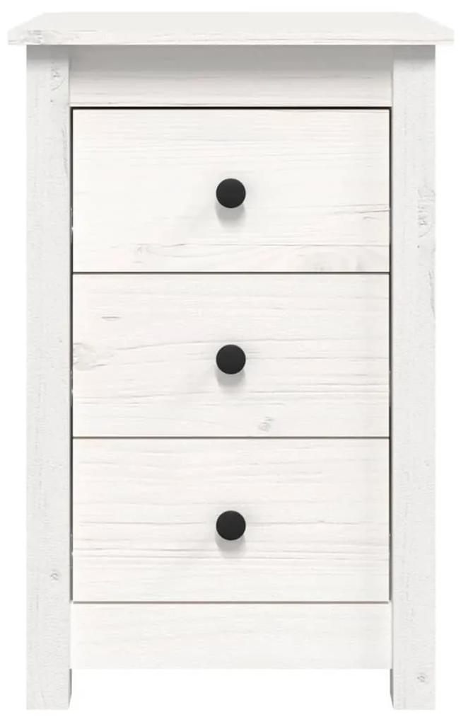 Comodino bianca 40x35x61,5 cm in legno massello di pino