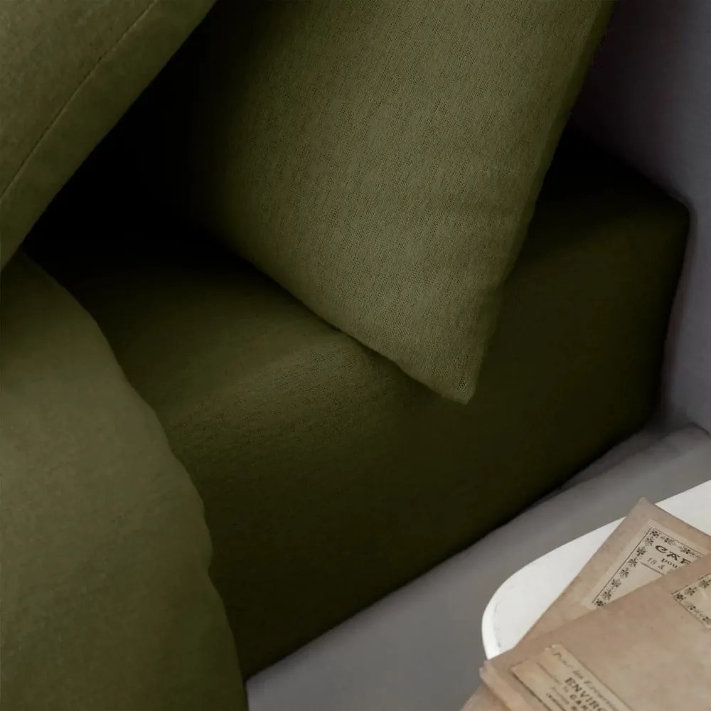 Lenzuolo con angoli color kaki in flanella 90x190 cm Brushed – Catherine Lansfield