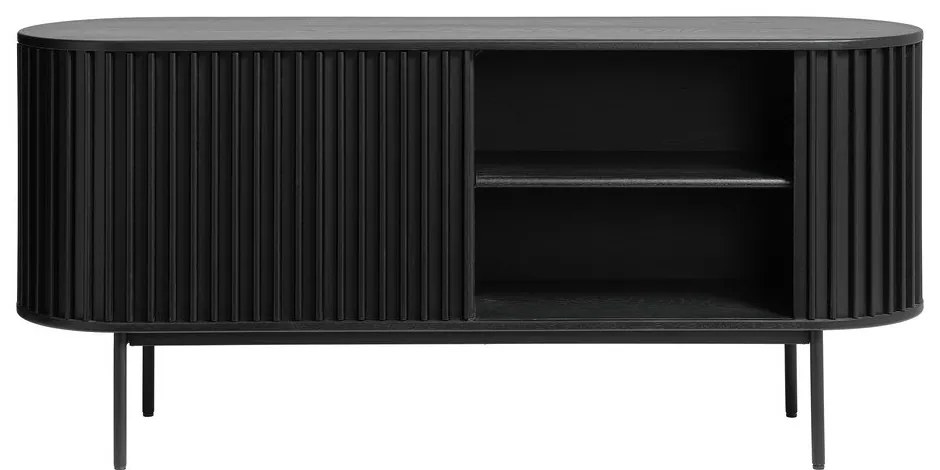 Cassettiera bassa nera in rovere con ante scorrevoli 73x160 cm Siena - Unique Furniture