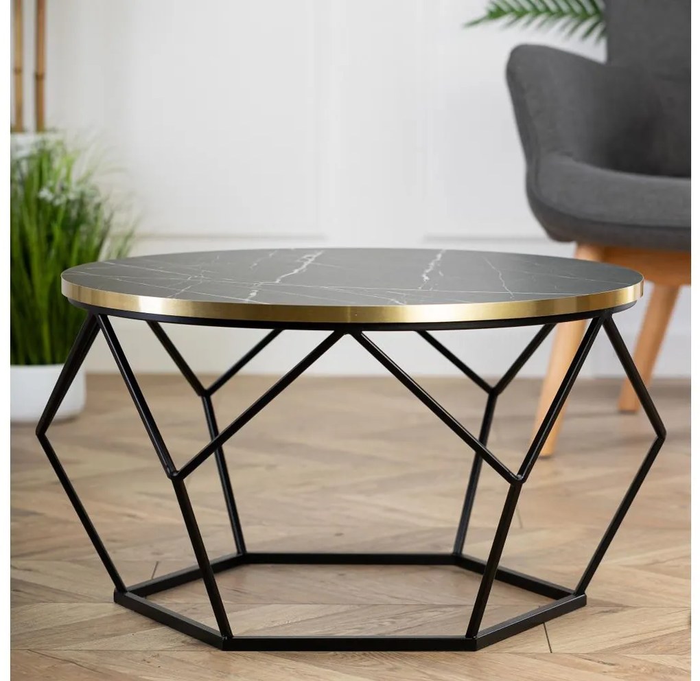 Tavolino DIAMOND 40x70 cm nero/oro
