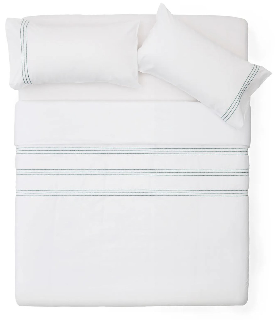 Kave Home - Set Saigan copripiumino e federe 100% cotone percalle 180 bianco con ricamo letto 150 cm