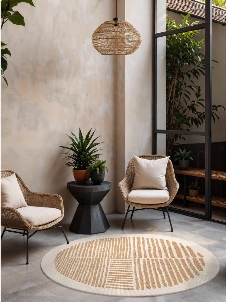 Tappeto da interno/esterno rotondo color crema/di colore naturale ø 160 cm Haringey Bounds – Ted Baker