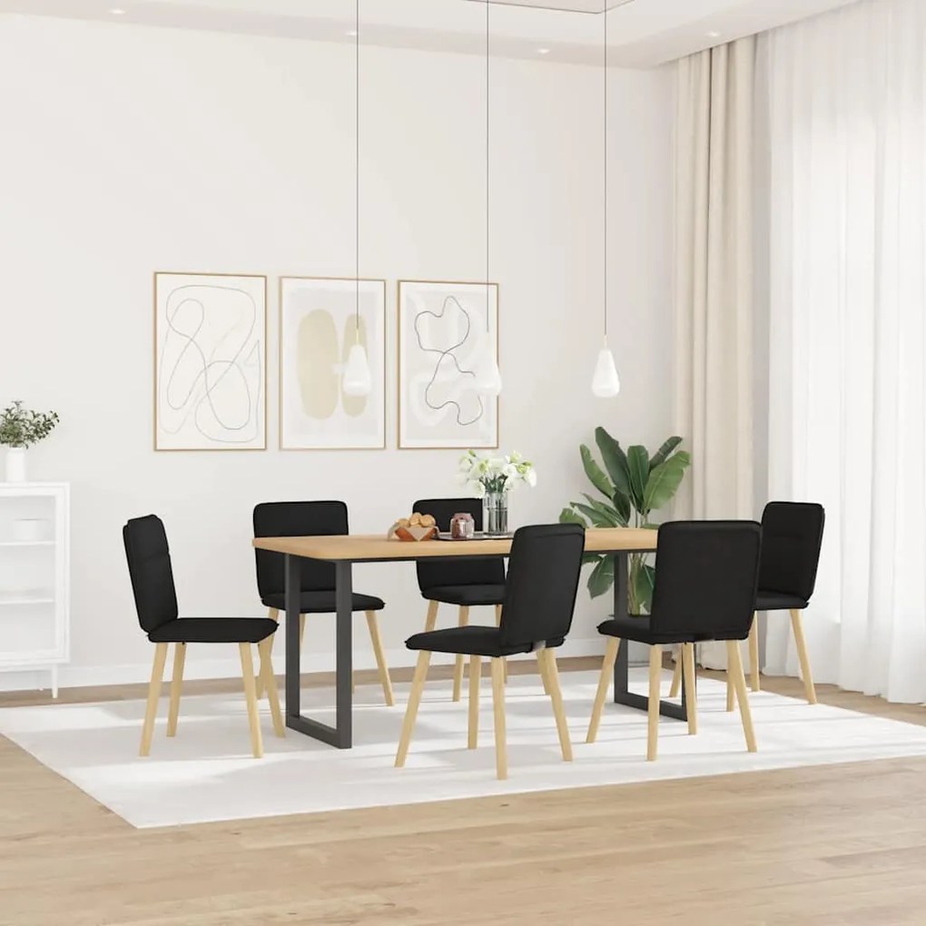 Sedie Da Pranzo 6 Pz Nere İn Tessuto /