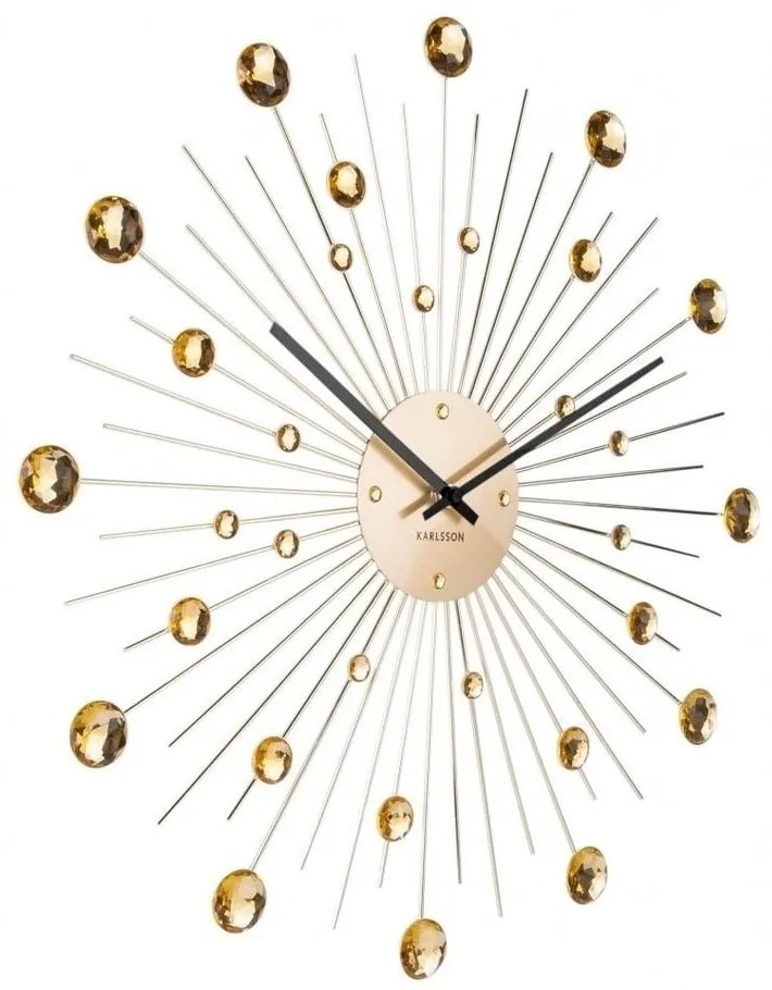 Orologio da parete in cristalli d'oro Sunburst - Karlsson