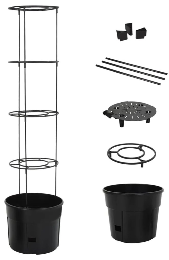 Vaso A Torre Per Pomodori Antracite Ø39x150 Cm Polipropilene /
