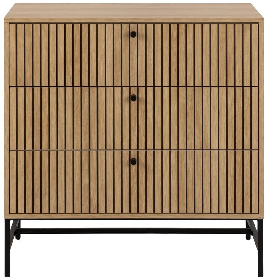 Cassettiera effetto rovere in colore naturale 81x80x40 cm Albany - Actona