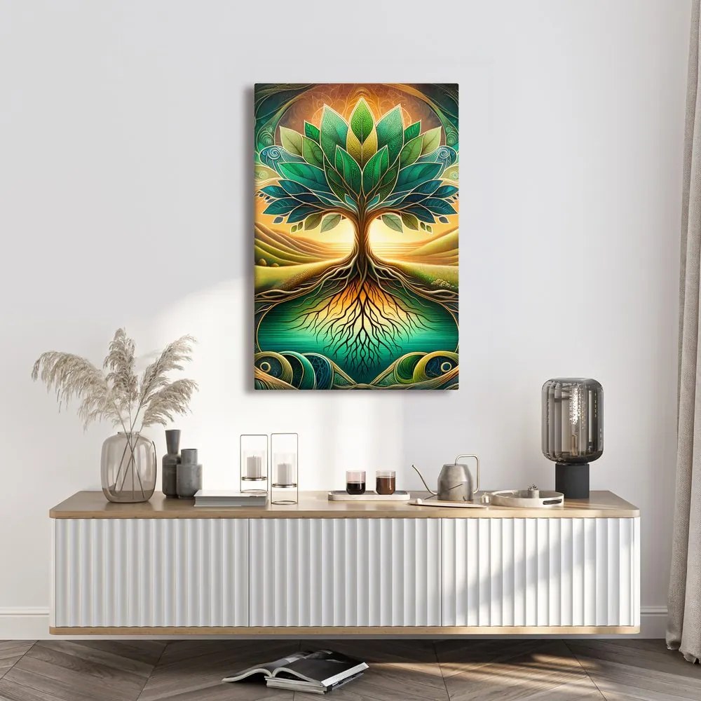 Quadro su tela – Albero della vita mistico al lago