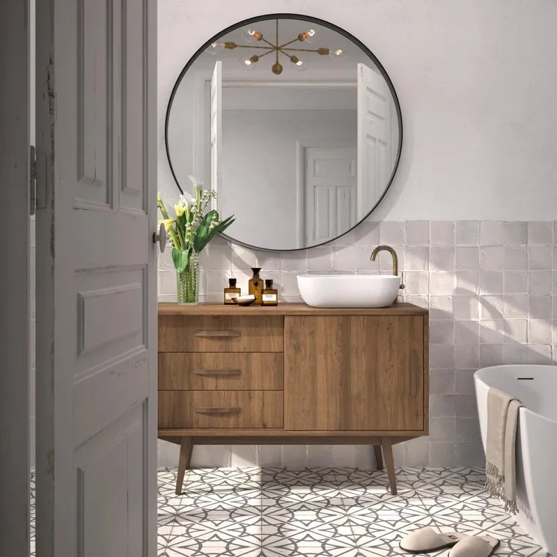 Mobile da bagno sospeso sotto lavabo L 120 x H 53 x P 45 cm rovere laminato satinato, 3 cassetti, 1 anta MADERO Velvet