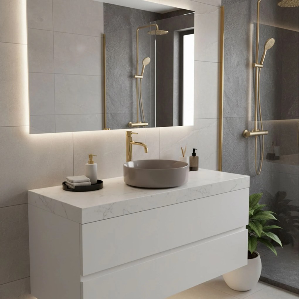 Lavabo da appoggio Rea Sami Beige Shiny