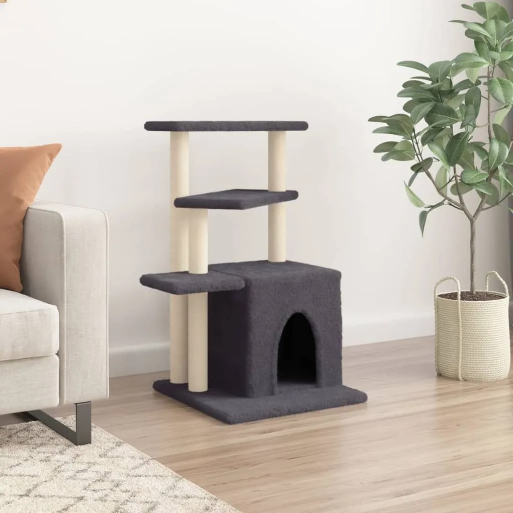 Albero per gatti con tiragraffi in sisal grigio scuro 83,5 cm
