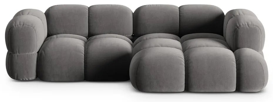 Divano angolare grigio (con penisola a destra/con chaise lounge) con rivestimento in velluto Loretto – Cosmopolitan Design