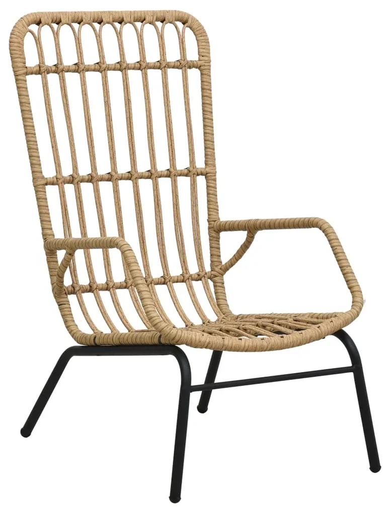 Sedia da giardino in polyrattan marrone chiaro