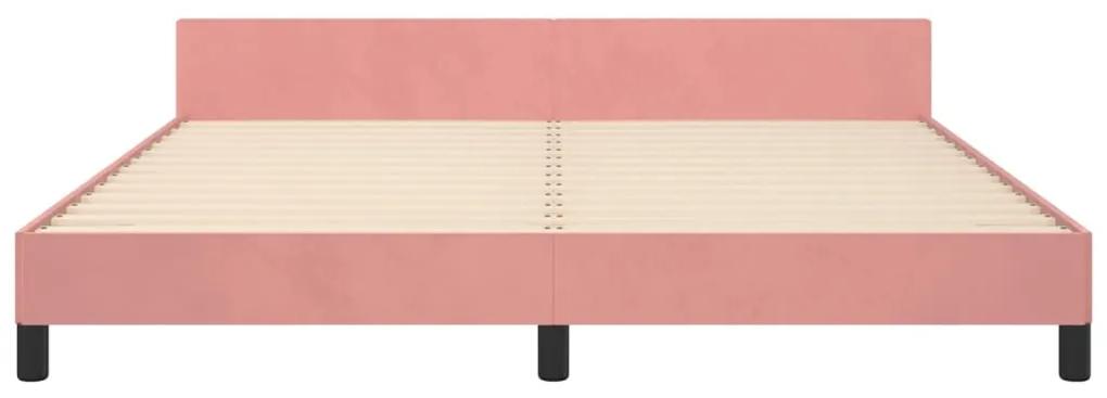 Giroletto con testiera rosa 180x200 cm in velluto