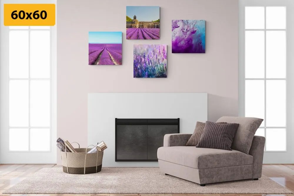 Set di quadri – Lavanda con astrazione