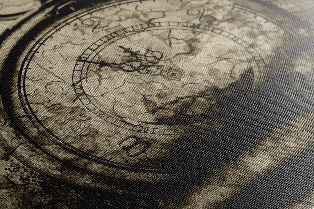 Quadro su tela – Orologi antichi in seppia
