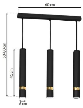 Lampadario a sospensione con cavo JOKER 3xGU10/25W/230V nero/oro