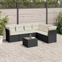 Set Divani da Giardino con Cuscini 7pz Nero Polyrattan 3217686