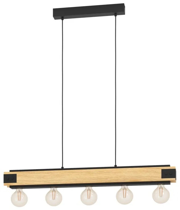 Lampadario Industriale Layham nero 5x E27 EGLO